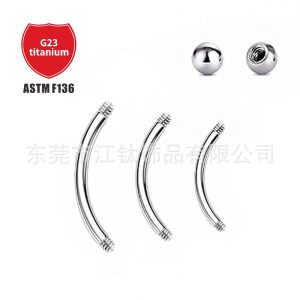 ASTM F136 Titanium External Thread Curved Barbell 14G-20G Body Piercing Jewelry