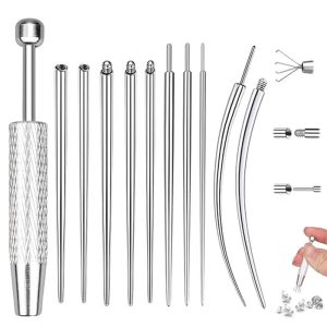 Stainless Steel Auxiliary Puncture Needle Internal Threaded Guide Rod External Threaded Connecting Needle Insertion Needle Traction Needle Puncture Grabber Lip Piercing Tool