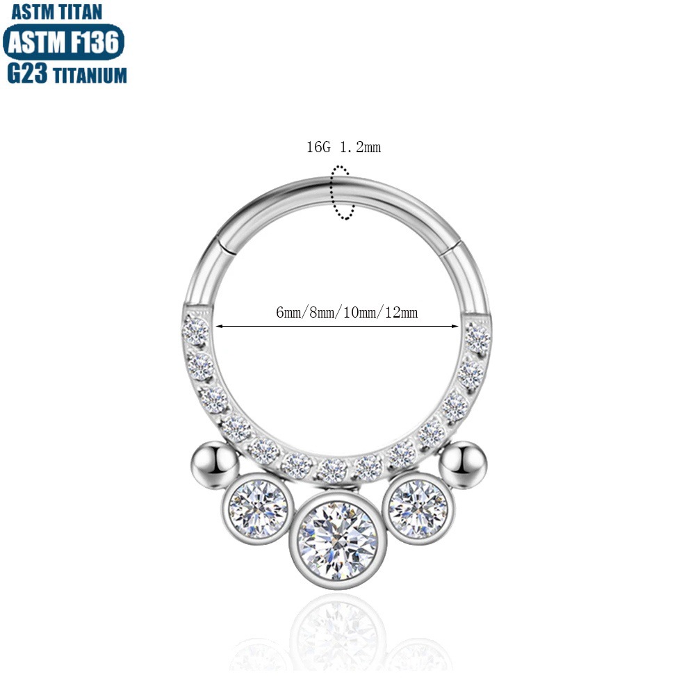 G23 Titanium Nose Ring Nasal Septum Ring Zircon Welding Beads Seamless Ring Body Piercing Jewelry Tragus Earrings Earrings - Image 2