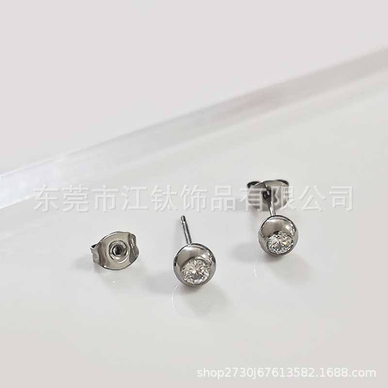 ASTM F136 Titanium Earring Butterfly Buckle 5A Zircon Cartilage Stud Body Piercing Ear Nails - Image 2