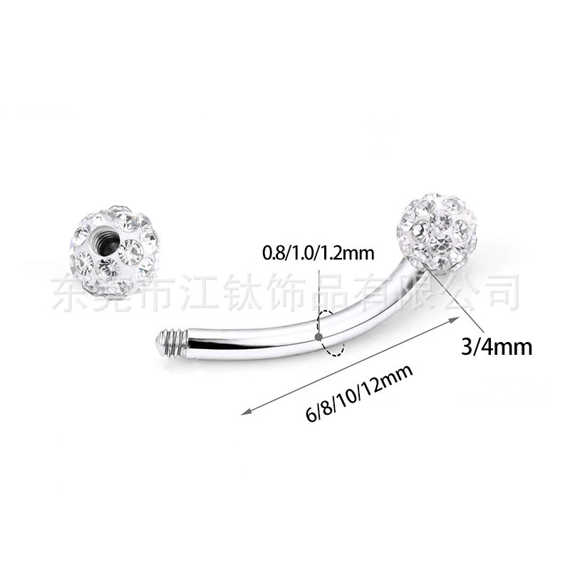 Jiang Ti F136 Titanium Earrings Full Diamond Shambhala Mud Diamond Soft Ceramic Ball Ear Nail G23 Titanium Alloy Puncture Jewelry - Image 2