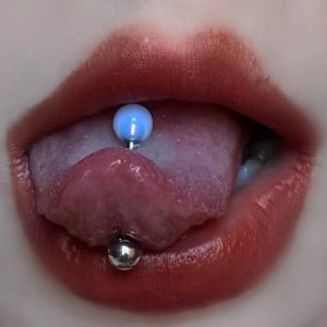 Niche Opal Tongue Ring 16G 12mm Barbell 316L Surgical Steel Internally Threaded Body Piercing Jewelry