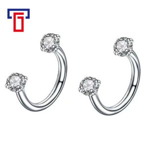G23 Titanium Alloy Horseshoe Nose Ring with Zircon Double Internal Thread Eyebrow Piercing Jewelry
