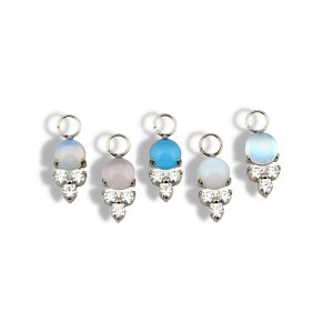 F136 Titanium Moonstone Ice Cream Stud Earring - Blue Opal - 1.2x10mm Cartilage Piercing Jewelry