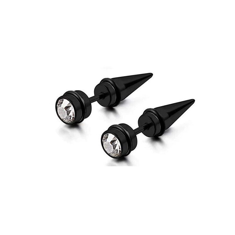 Gold Spike Cone Bullet Earrings Stainless Steel Titanium Steel Diamond Ear Bone Nails for Men Women Stylish Hip Hop - Image 3