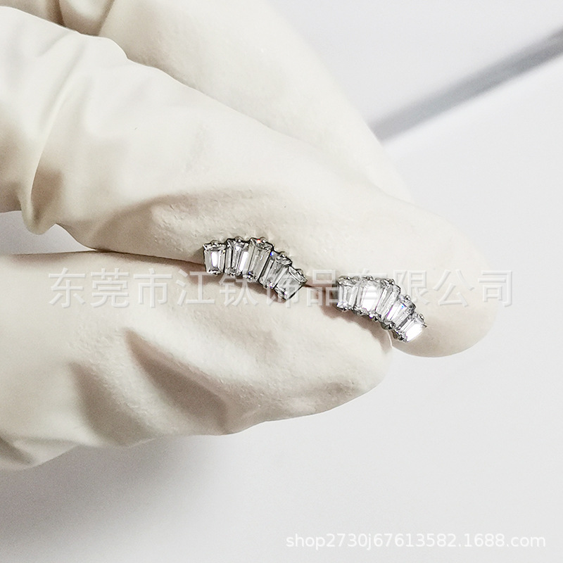 ASTM F136 Titanium Earring Marquise Cut Zircon Cartilage Stud Ear Bone Piercing Jewelry Square Shape 1.2x8mm - Image 4