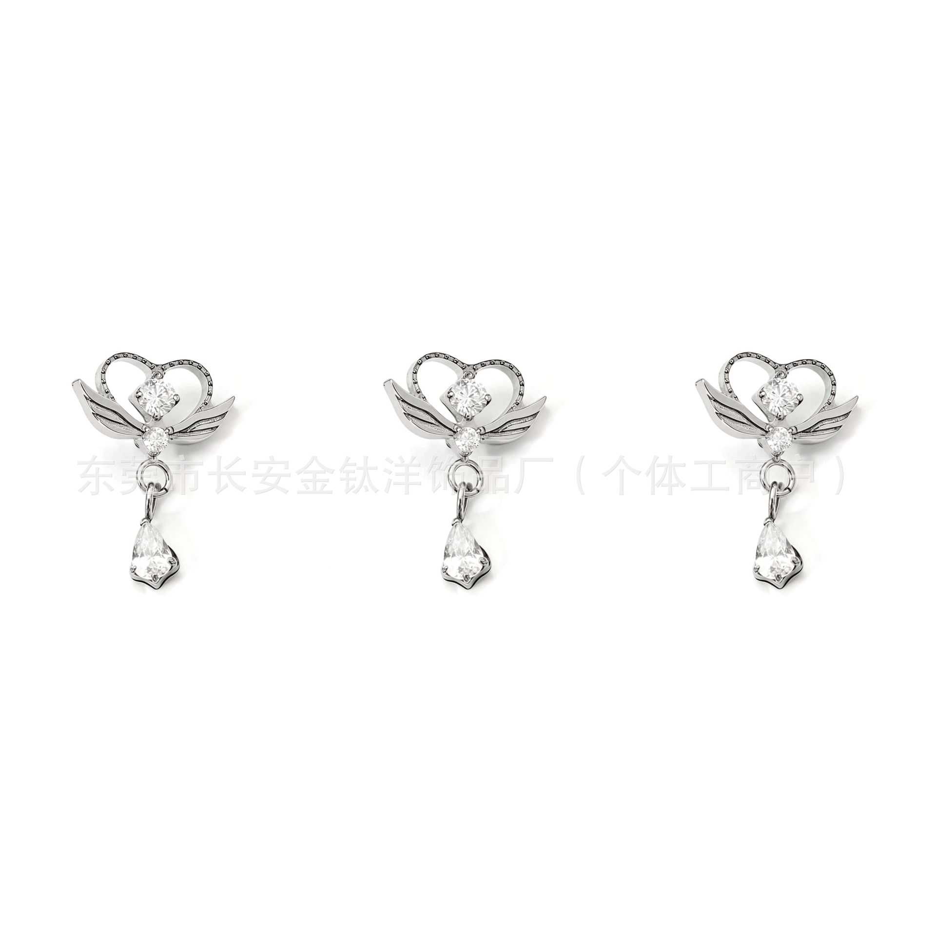 F136 Titanium Heart Wing Pendant Zircon Lip Stud Nose Stud Ear Stud Ear Bone Stud G23 Titanium Alloy Piercing Jewelry - Image 2