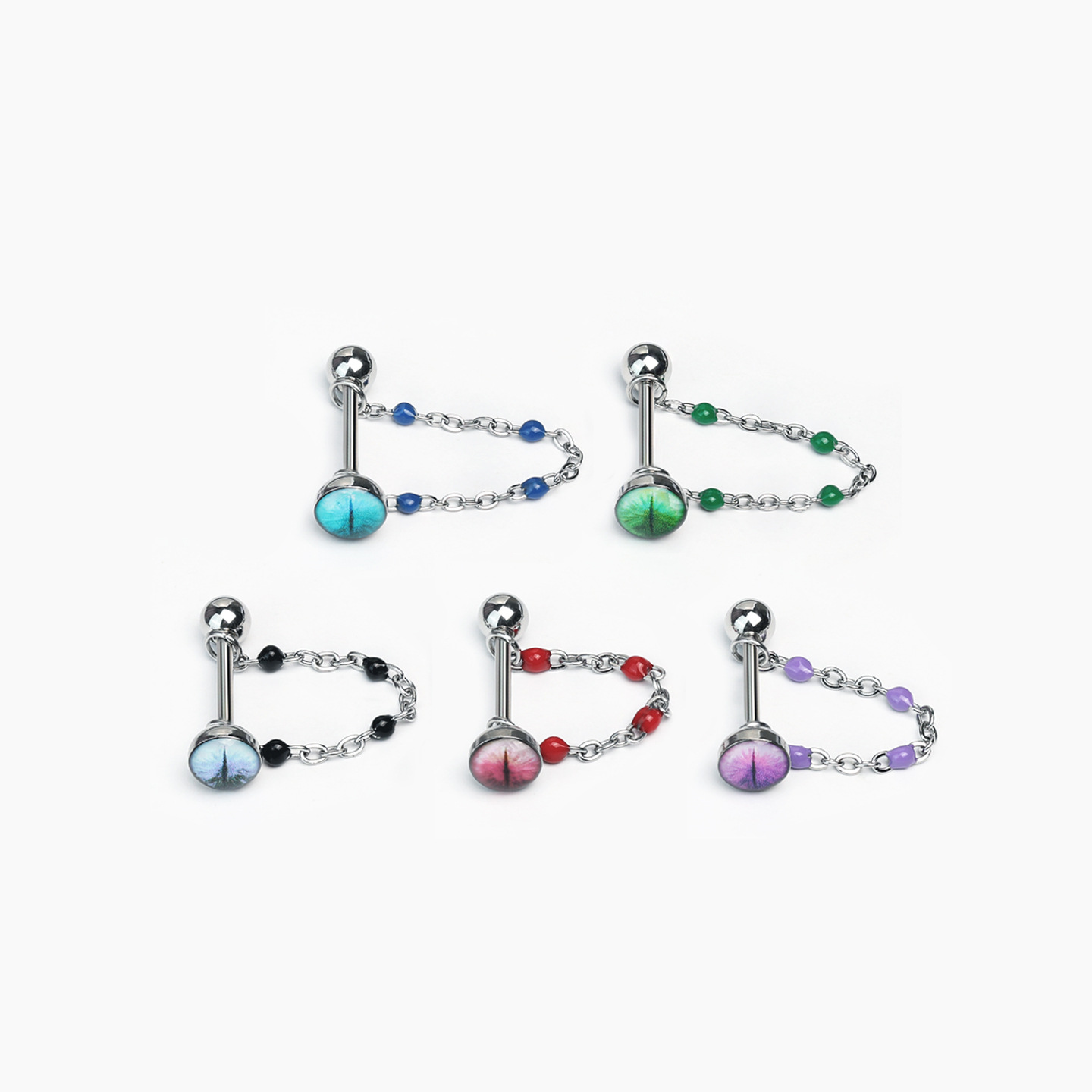 5-Color Gradient Magic Pupil Tongue Ring, Cat Eye Titanium Steel Externally Threaded Tongue Barbell, Personalized Drinking Party Jewelry for Hot Girls Wholesale - Image 5