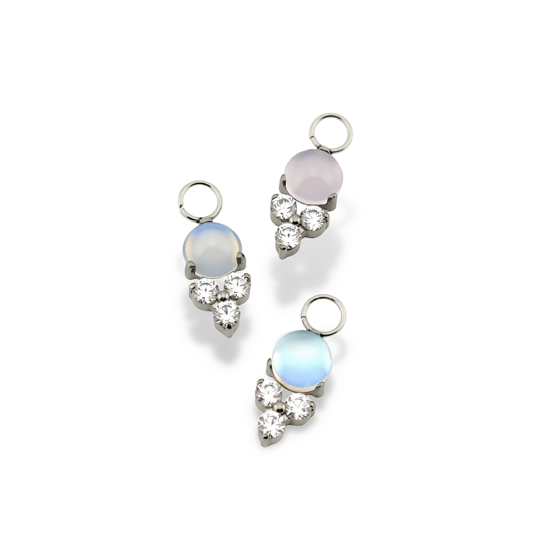 F136 Titanium Moonstone Ice Cream Stud Earring - Blue Opal - 1.2x10mm Cartilage Piercing Jewelry - Image 3