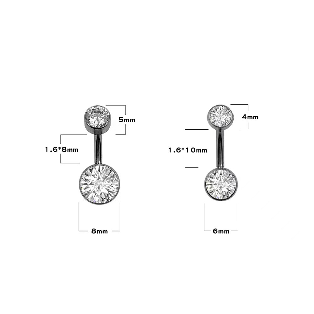 G23 Titanium Navel Ring with 5A Zircon Inner Threaded Cylindrical Belly Button Jewelry - Image 5
