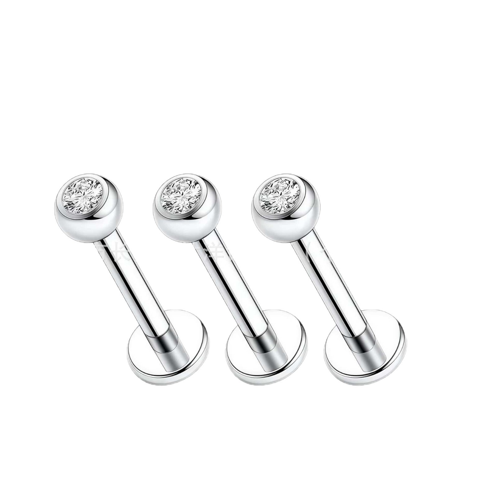G23 Titanium Internally Threaded Diamond-Encrusted Cup-Shaped Lip Stud, Bowl-Shaped Lip Stud, Nose Stud, Ear Bone Stud, F136 Titanium Alloy Piercing Jewelry - Image 5