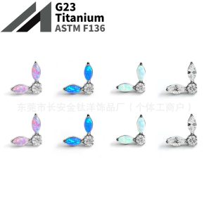 F136 Titanium Marquise Zircon Wing Earrings Lip Studs Nose Studs Ear Bone Studs G23 Titanium Alloy Body Piercing Jewelry