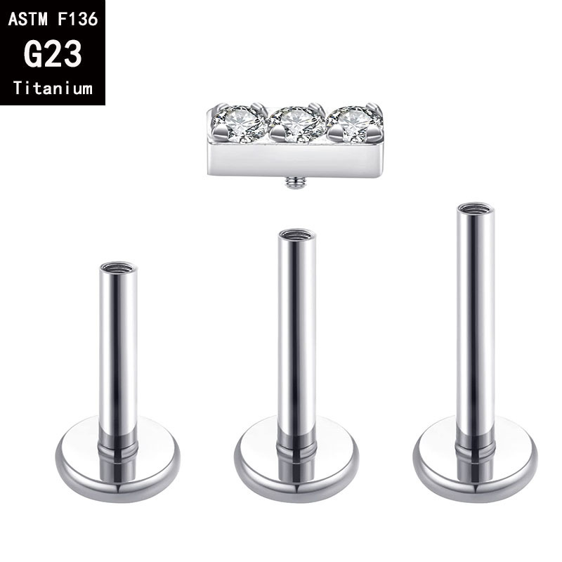 G23 Titanium 1.2mm Internally Threaded Labret Stud Ear Studs Ear Bone Nails F136 Titanium Alloy Piercing Jewelry - Image 3