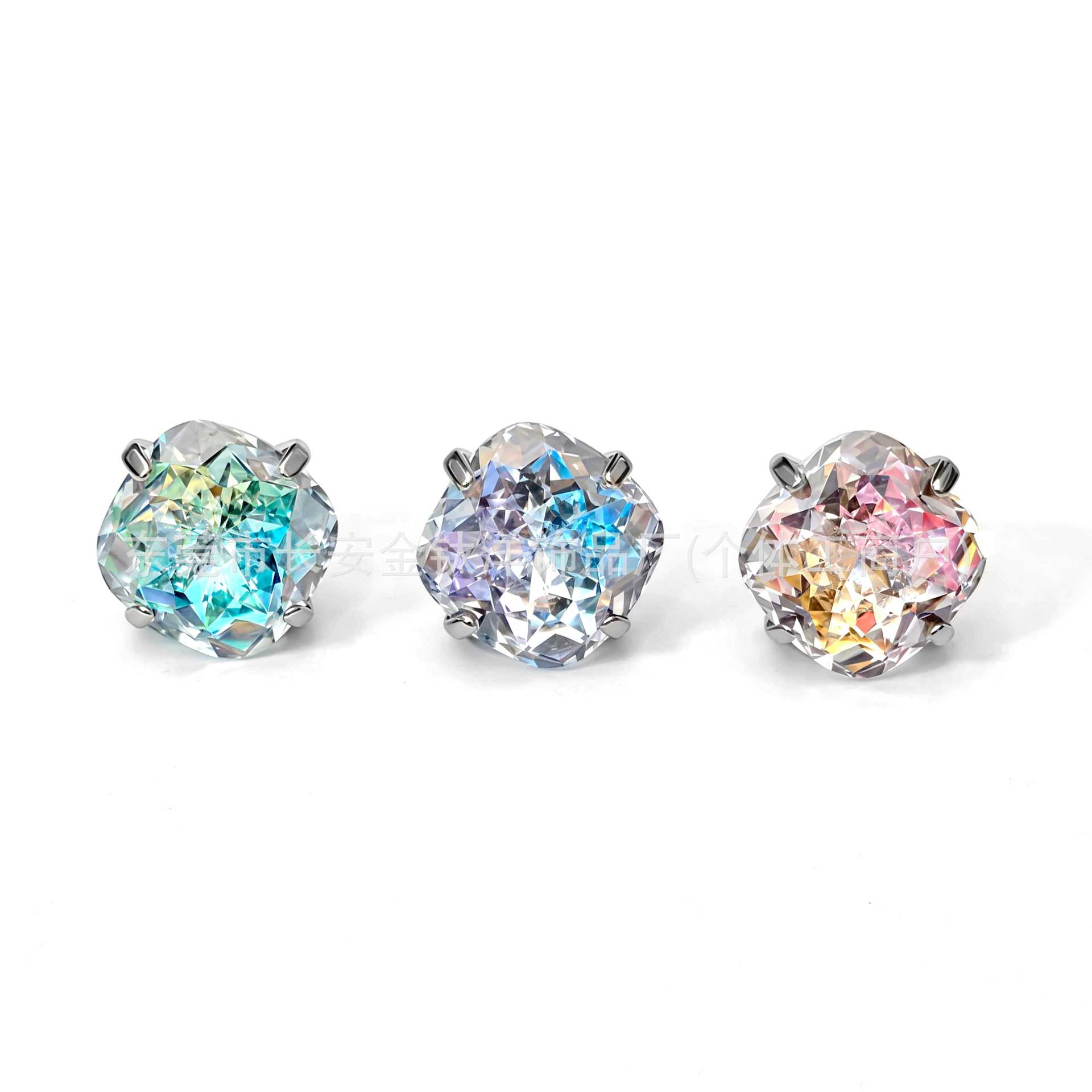 F136 Titanium Round Base Claw-Set Gradient Lip Stud Earrings, Ear Bone Studs, G23 Titanium Alloy Piercing Jewelry - Image 2