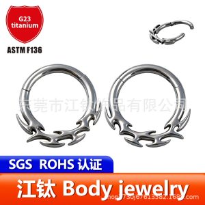Jiangtai F136 G23 Titanium Nose Stud Thorn Flame Vine 3D Nose Ring