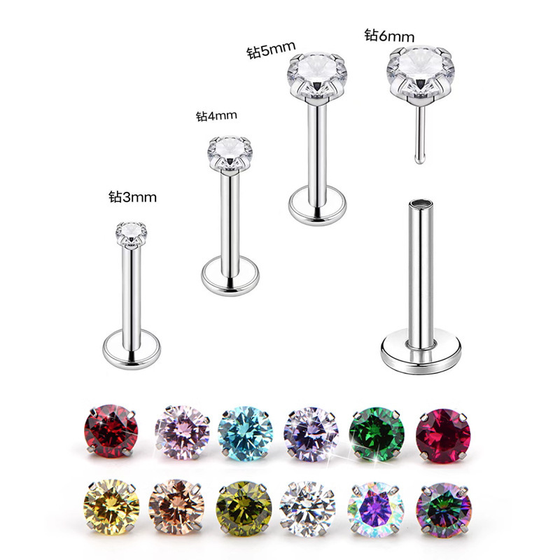F136 Medical Titanium Alloy Flat Back Ear Stud Huazi Design Sleeping Ear Piercing Jewelry Exquisite Wholesale - Image 3