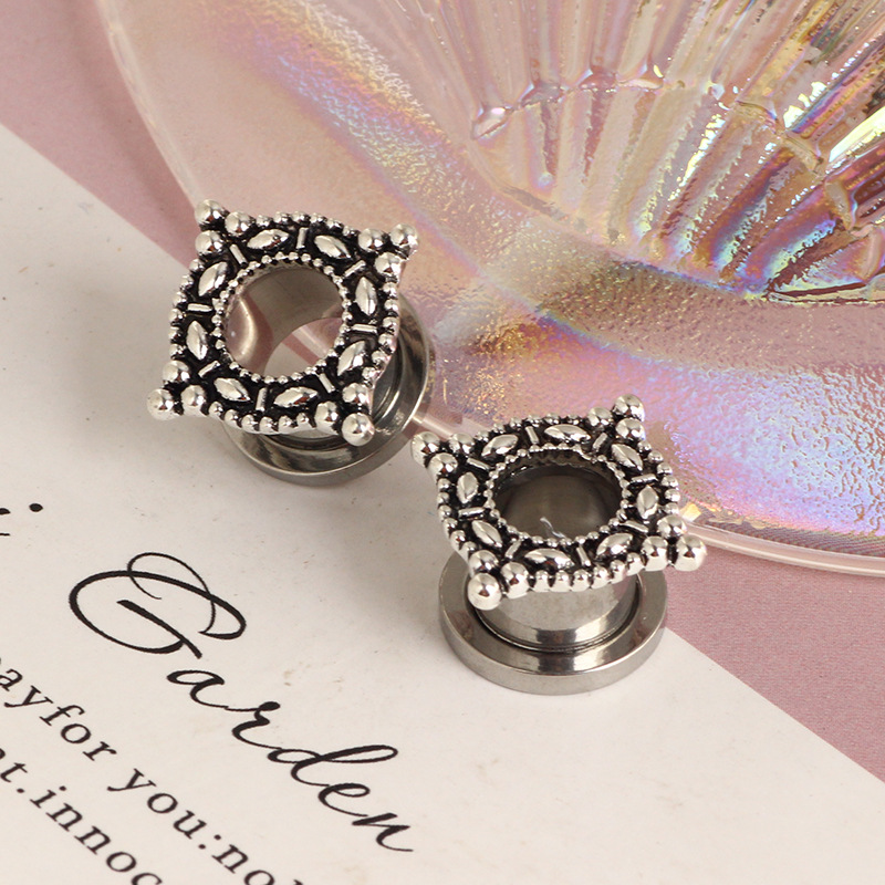 Stainless Steel Auricle Pentagon Channel Ear Expansion Earrings for Cartilage Piercing - Trending 2022 Summer - Image 2