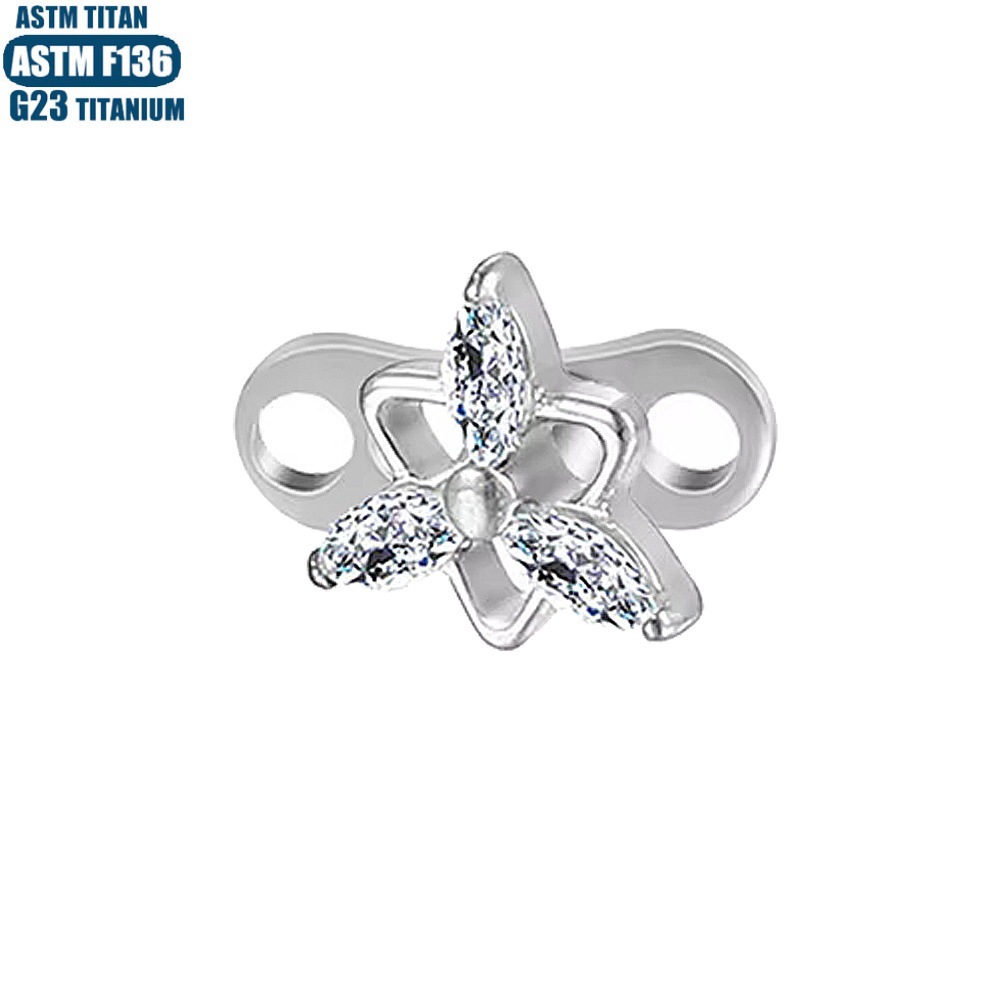 F136 Titanium Alloy Triangle Flower-shaped Internal Thread Dermal Anchor Subcutaneous Implanted Body Jewelry - Image 3