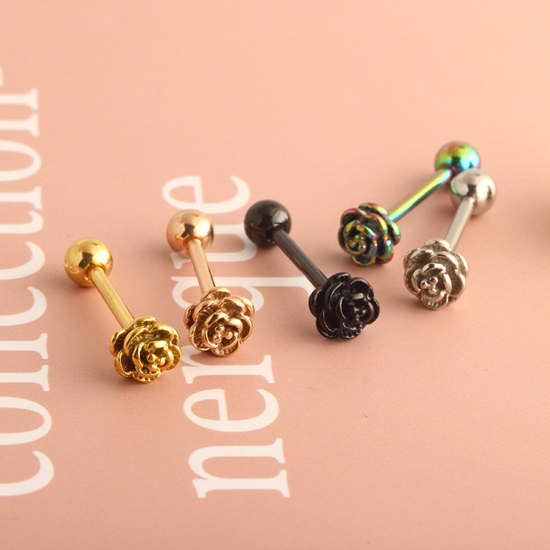 14G Stainless Steel Tongue Barbell External Thread, 3D Effect, 5 Colors, Body Piercing Jewelry - Image 4