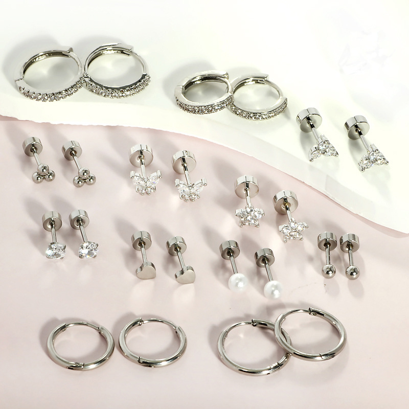 12 Pairs Simple Stainless Steel Geometric Earrings Gold Wholesale - Amazon Hot - Image 2