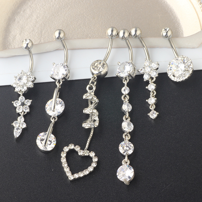 Sell Good Amazon Belly Button Ring Set Navel Ring Body Piercing Jewelry 6-Piece Set - Image 3