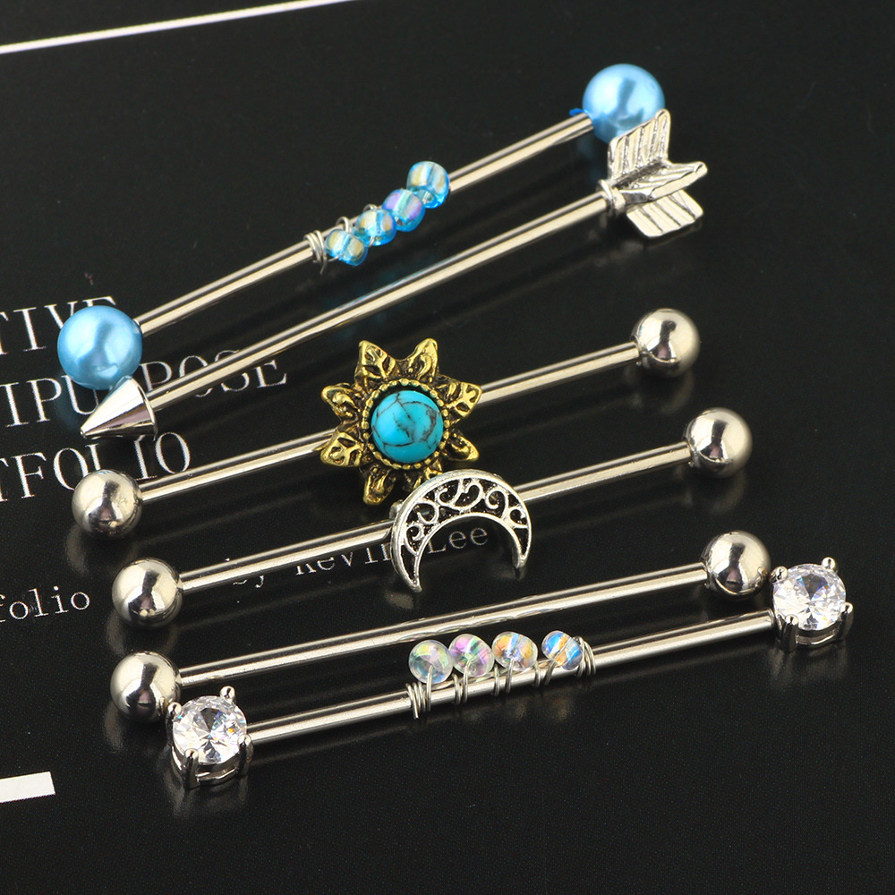 Amazon Piercing Jewelry Set Long Rod Stud Earrings Body Piercing Stainless Steel Industrial Barbell - Image 5