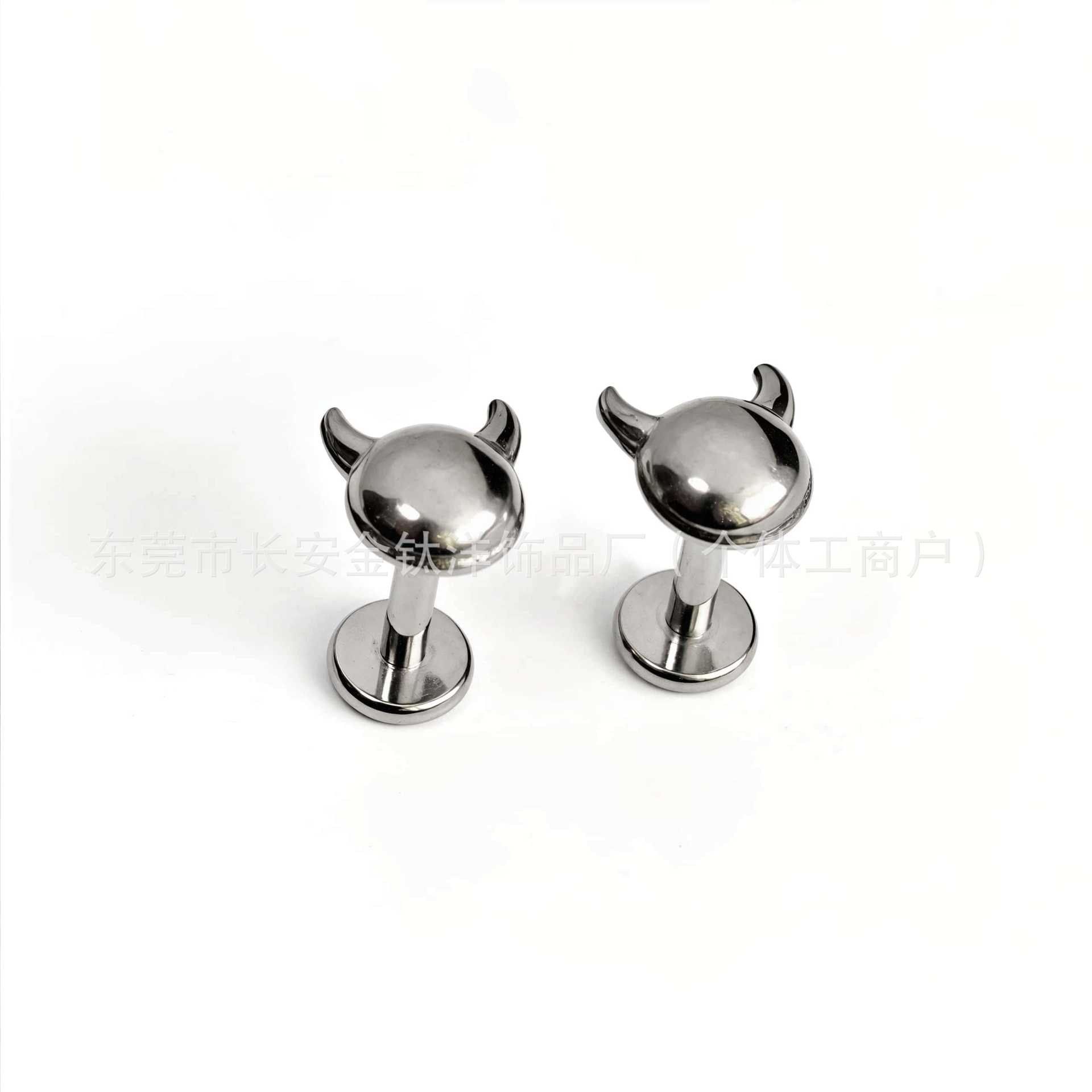 F136 Titanium Little Devil Head Horn Earrings Lip Studs Nose Studs Cartilage Ear Bone Stud Body Piercing Jewelry - Image 2