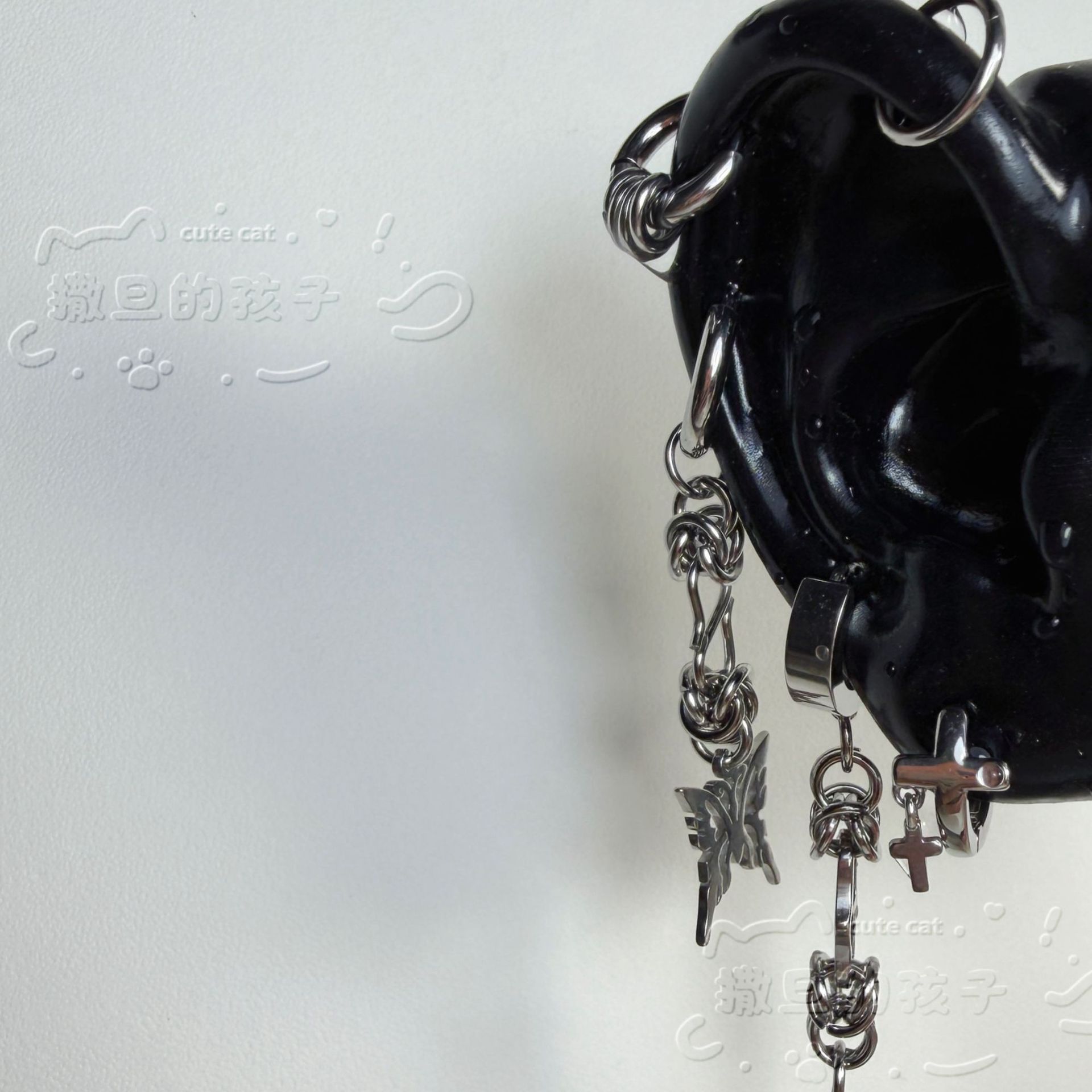 Satan's Child Butterfly Contract Ear Bone Studs - Titanium Steel Earrings for Helix Tragus Conch Piercing, Dark Cyberpunk Style - Image 4