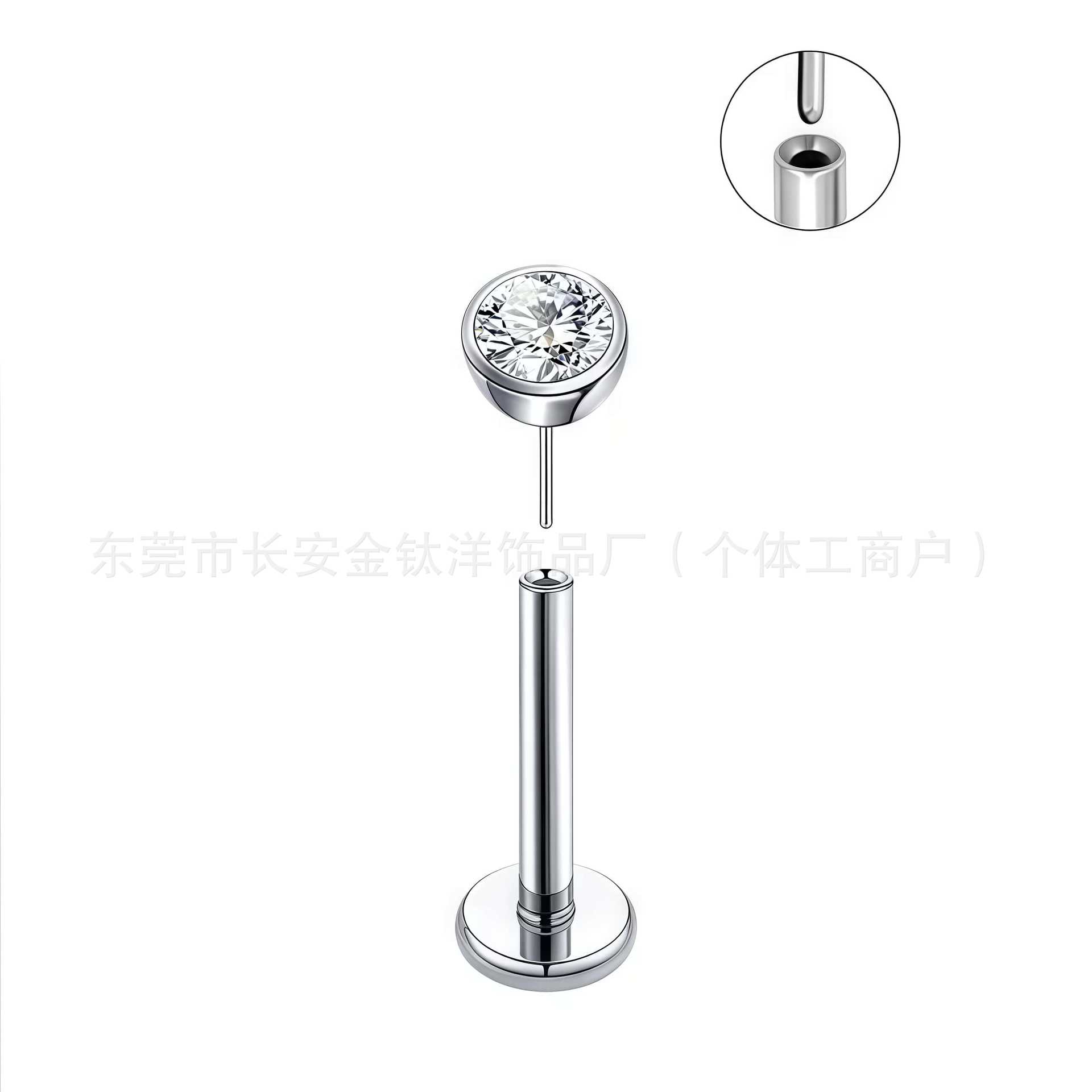 F136 Titanium Inlaid Screw Curved Lip Nail Nose Nail Ear Bone Nail G23 Titanium Alloy Piercing Jewelry - Image 3