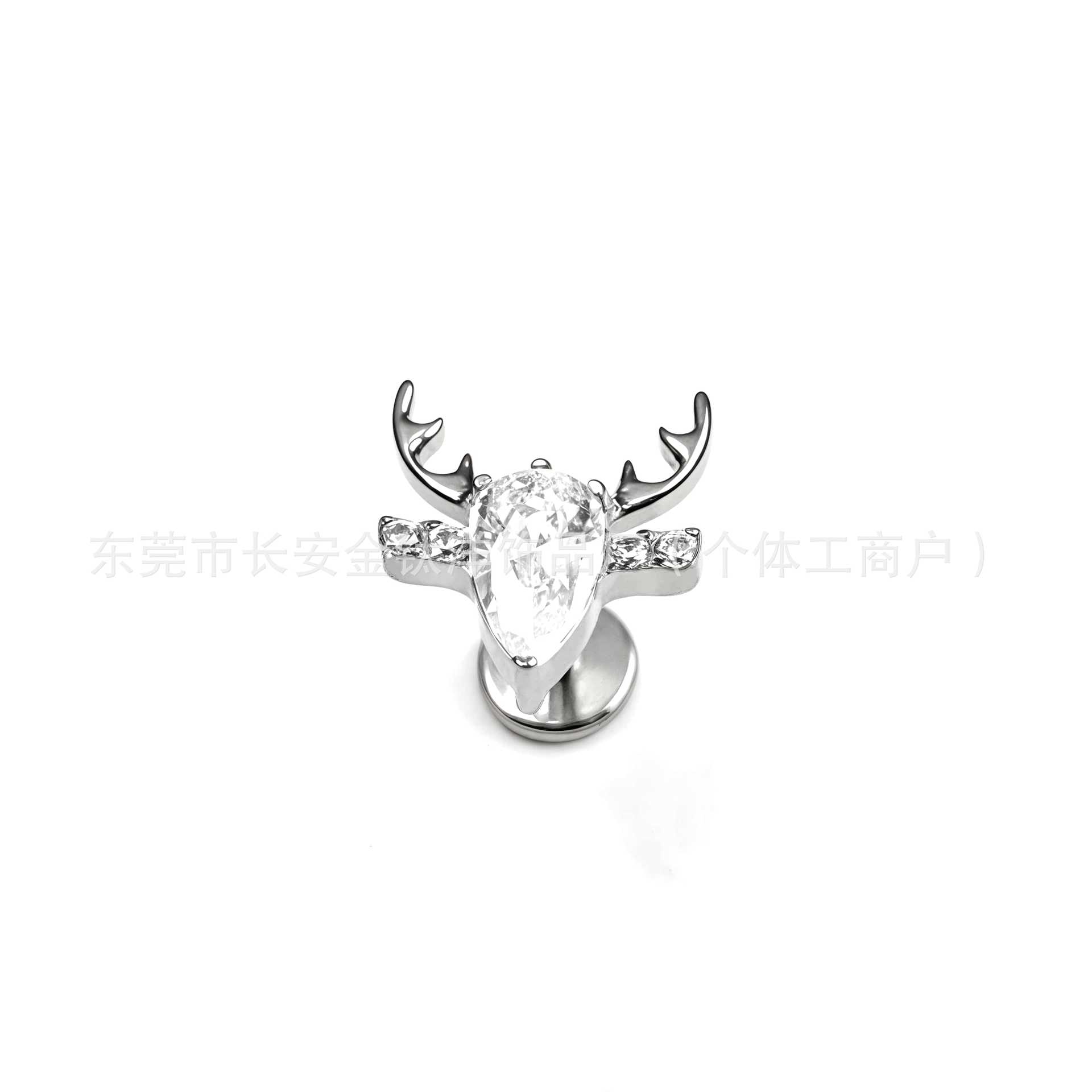 F136 Titanium Christmas Reindeer Antler Earrings with Zircon Inlay, G23 Titanium Alloy Body Piercing Jewelry, Ear Bone Studs - Image 4