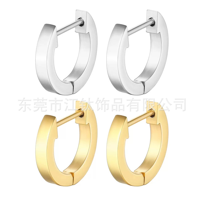 G23 Titanium D-Shaped Straight Needle Earrings ASTM F136 Alloy Simple Plain Hoop Ear Bone Nails - Image 5