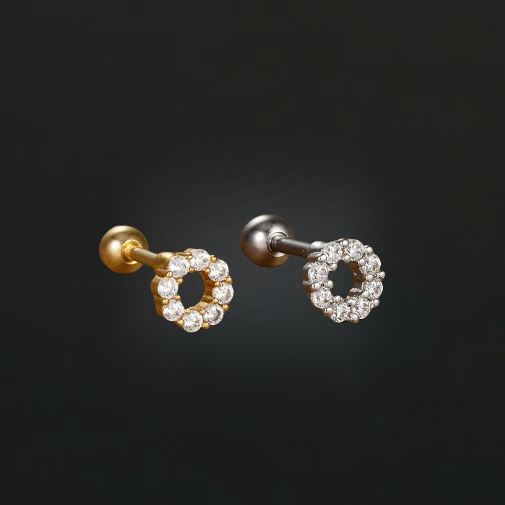 Classic Butterfly Diamond Stud Ear Nail Screw Piercing Earring Women's Fashion 18K Gold Plated - Image 4