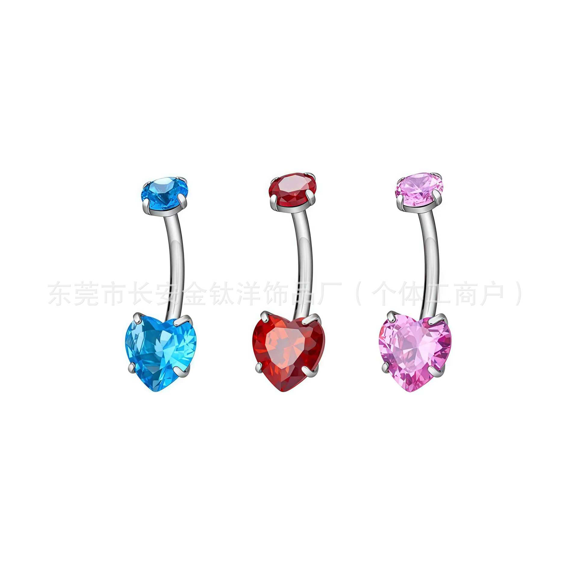 F136 Titanium Heart-Shaped Love Inner Thread Navel Ring Set with 5A Zircon Belly Button Ring G23 Titanium Alloy Piercing Jewelry - Image 3