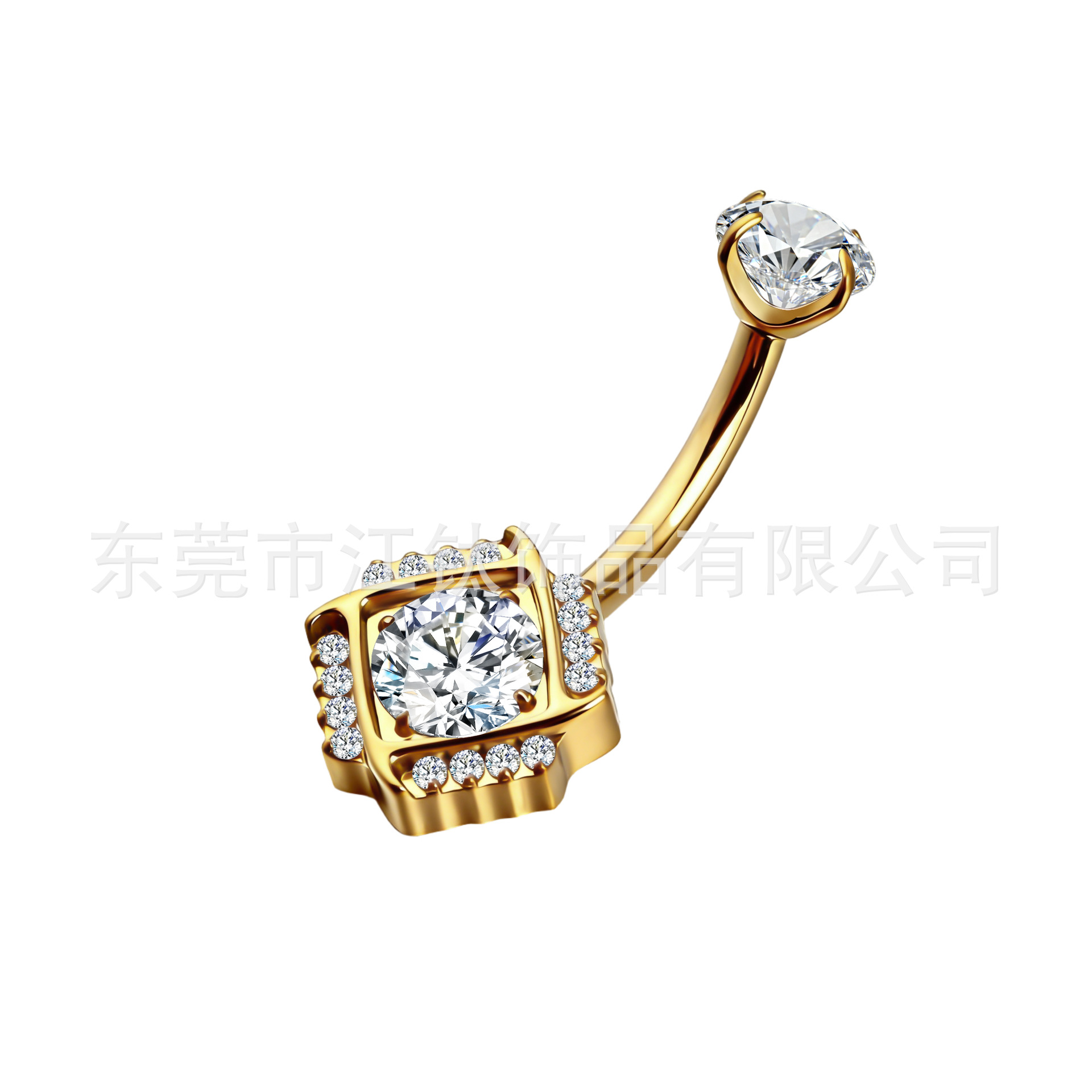 G23 Titanium Navel Piercing Sunflower Inlaid Stone Belly Ring Body Jewelry - Image 5