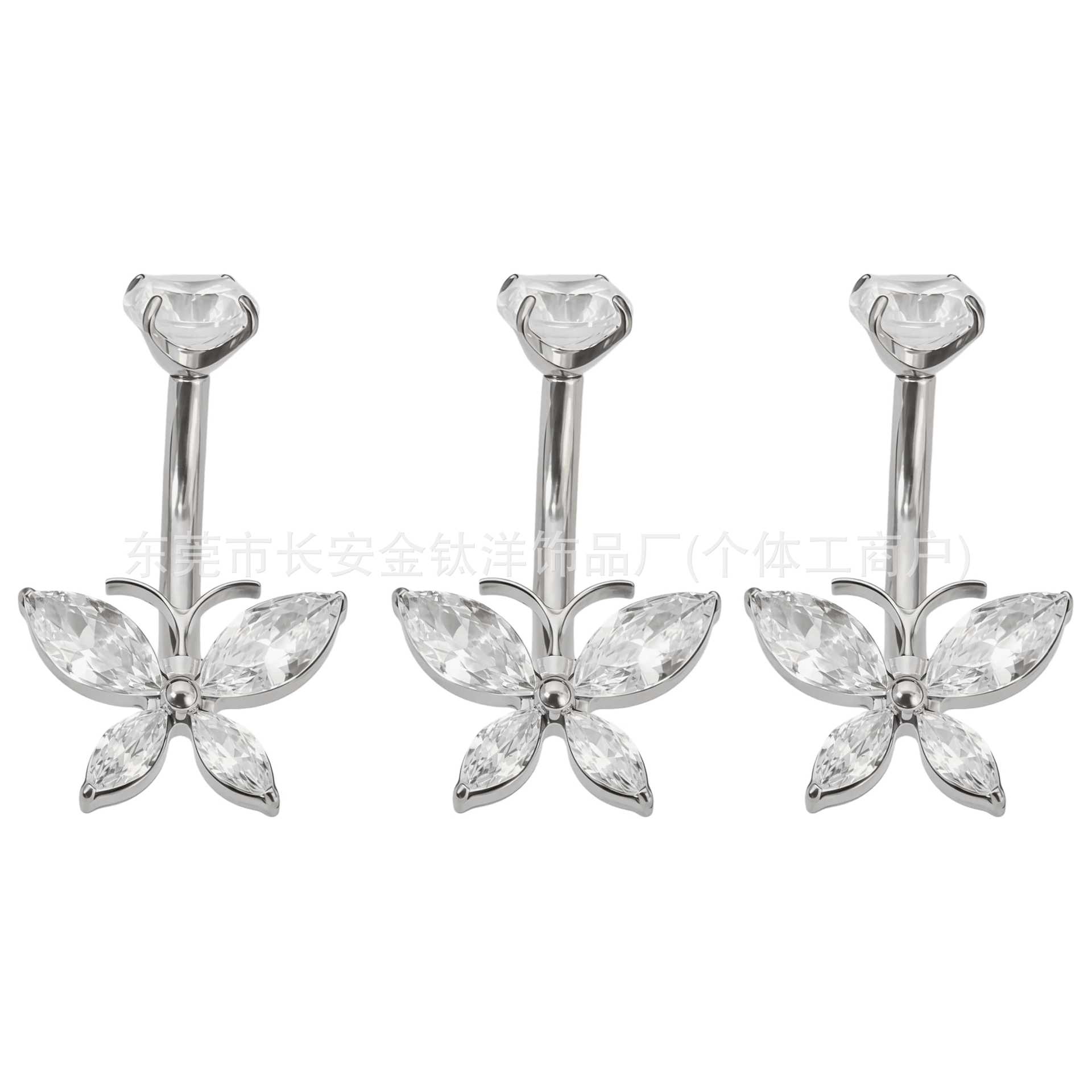 F136 Titanium Internal Thread Tentacle Butterfly Zircon Navel Ring G23 Titanium Alloy Body Piercing Jewelry - Image 5