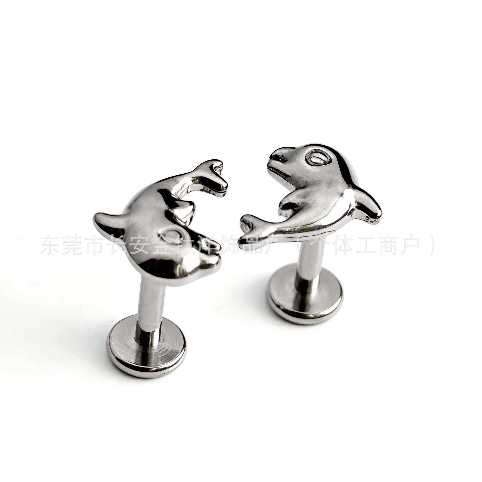 F136 Titanium Smooth Dolphin Ear Studs Nose Studs Cartilage Studs - G23 Titanium Alloy Body Piercing Jewelry Cochlear Studs - Image 3