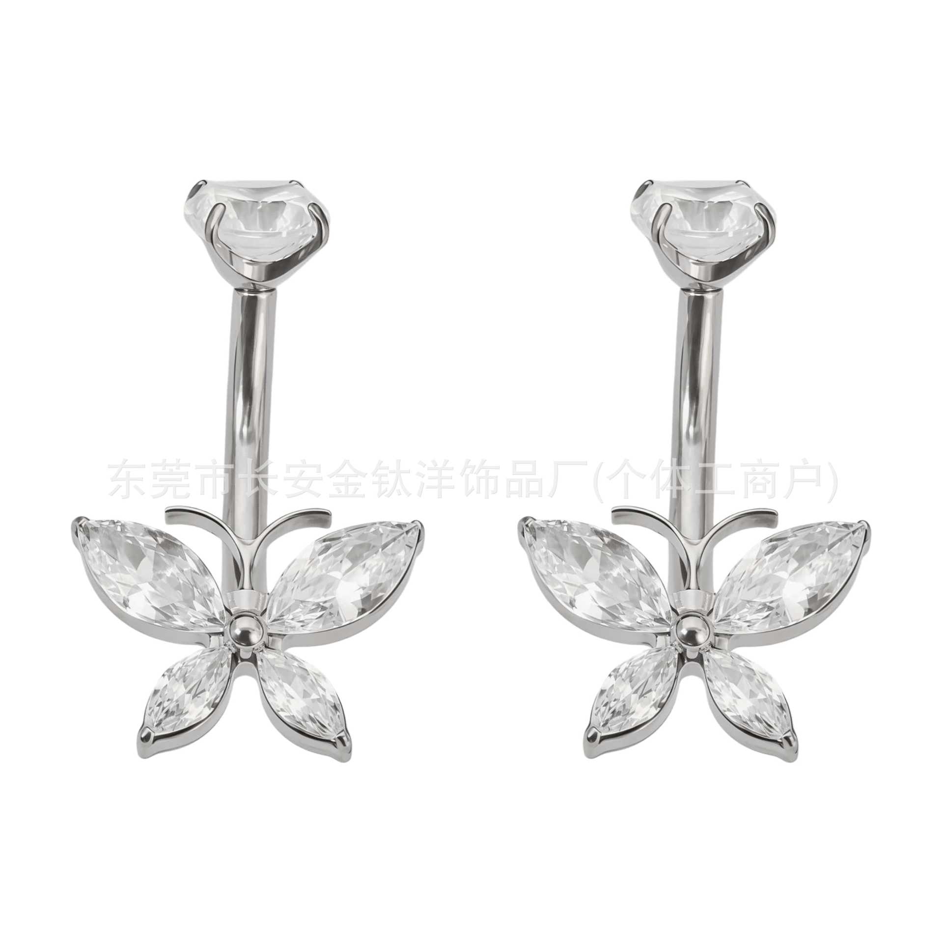 F136 Titanium Internal Thread Tentacle Butterfly Zircon Navel Ring G23 Titanium Alloy Body Piercing Jewelry - Image 2