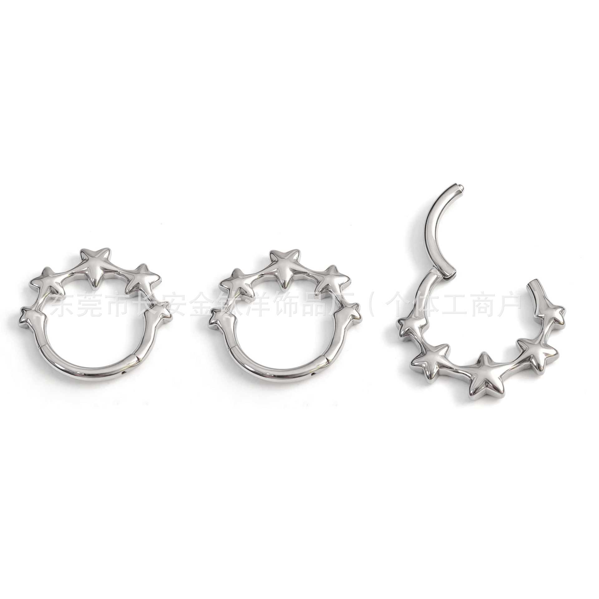 F136 Titanium Star Closed Ring Pinless Hoop Earrings Lip Nose Ring Seamless Ring Body Piercing Jewelry - Image 2