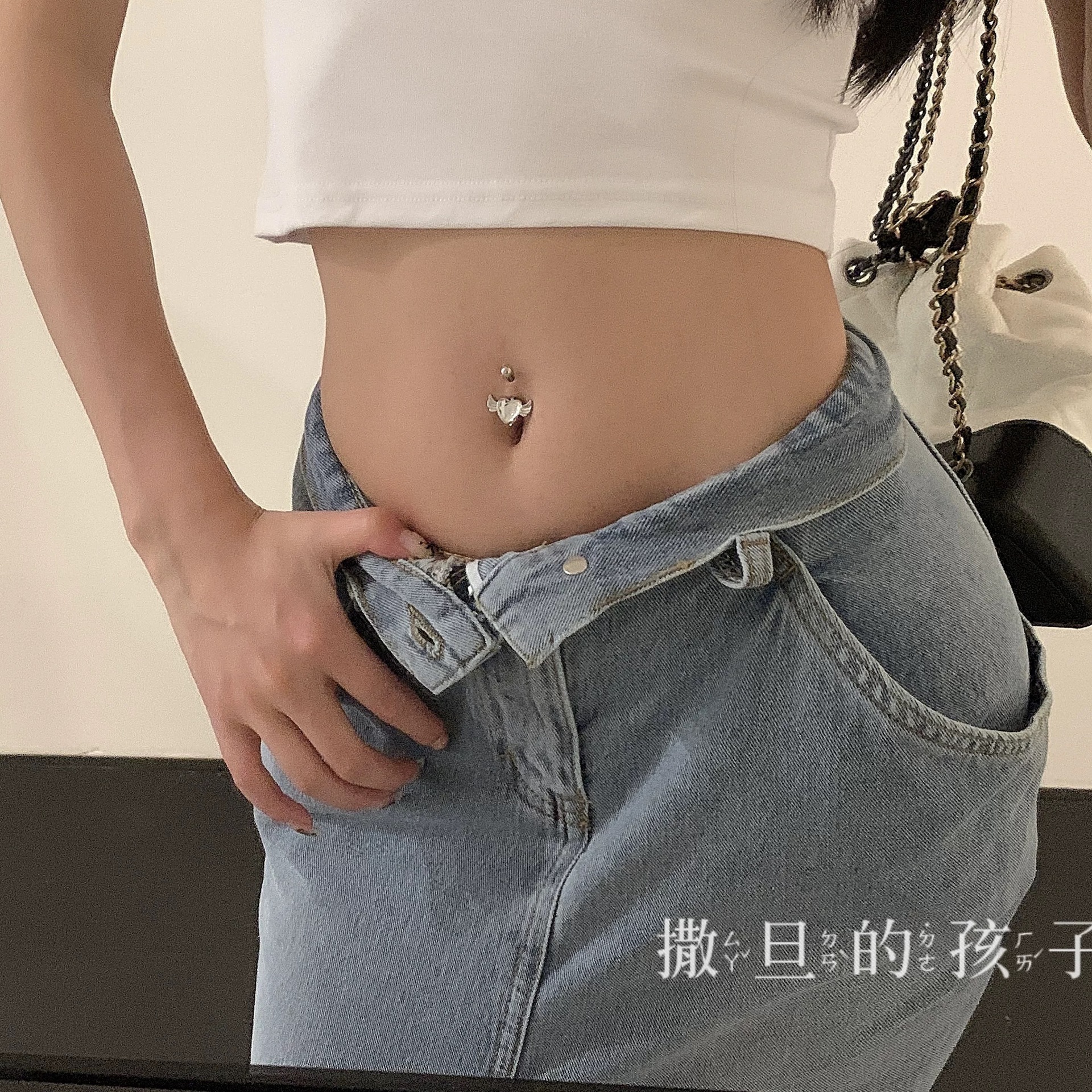 Pink Flower Wild Fan Trace Belly Button Ring Hot Girl Style 316L Surgical Steel Externally Threaded Navel Piercing Jewelry - Image 4