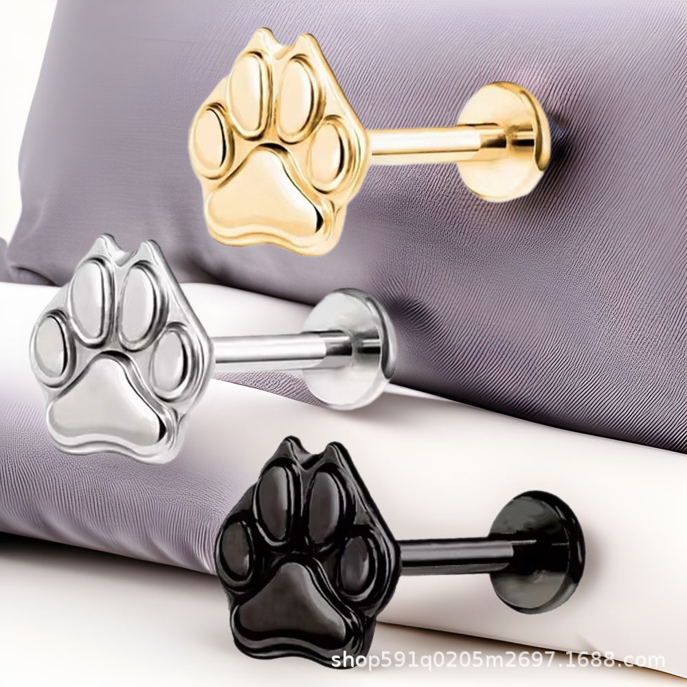 F136 Titanium Alloy Implant Grade Bear Paw Lip Nail Inner Tooth Thread Conch Piercing Earring Lip Ring - Image 4