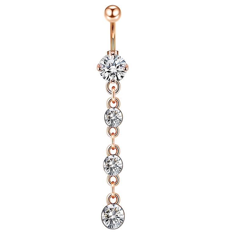 Elegant Floral Zircon Navel Ring Stainless Steel Belly Button Piercing Jewelry - Image 4