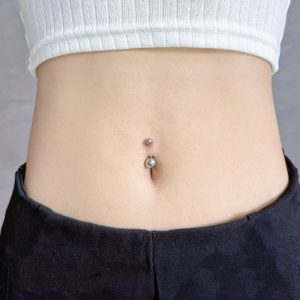 Titanium Steel Externally Threaded Round Ball Belly Button Ring - 1.2mm x 16mm Bar, 5x8mm Ball, Double-Ended