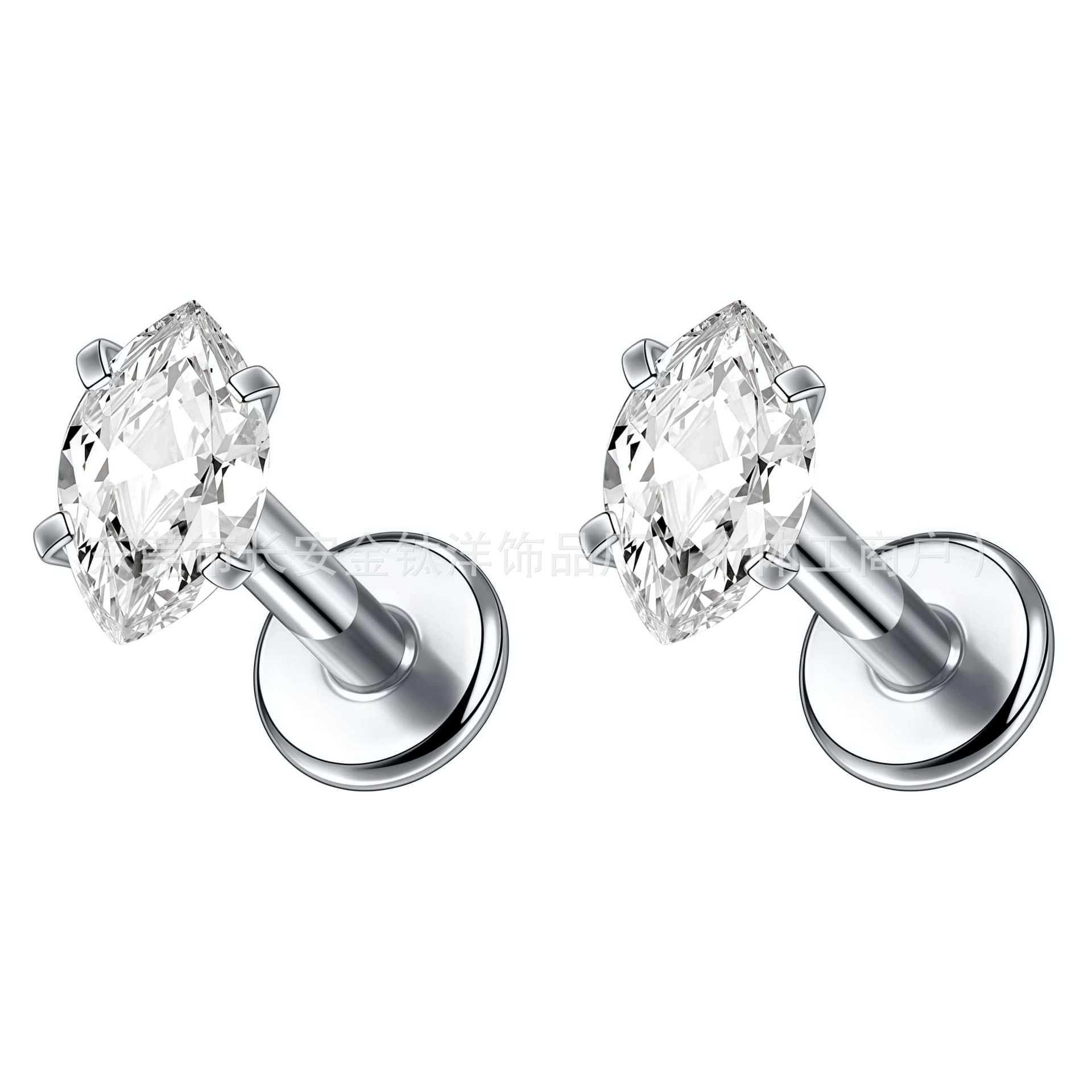 F136 Titanium 5A Pear-Shaped Zircon Nose Stud, Ear Bone Stud, Lip Stud, Ear Stud, Cochlear Stud, G23 Titanium Alloy Body Piercing Jewelry - Image 5