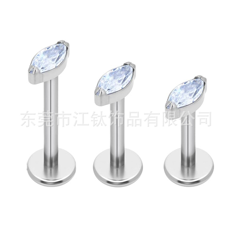 G23 Titanium Horse Eye Stud Earring 5A Zircon Lip Stud Cross-Border Body Piercing Cartilage Jewelry - Image 4