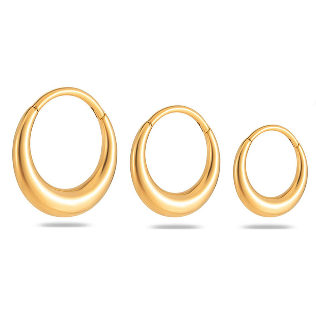 G23 Titanium Oval Septum Nose Ring Earrings - Gold Crescent Ear Bone Ring Classy Body Jewelry - Image 5