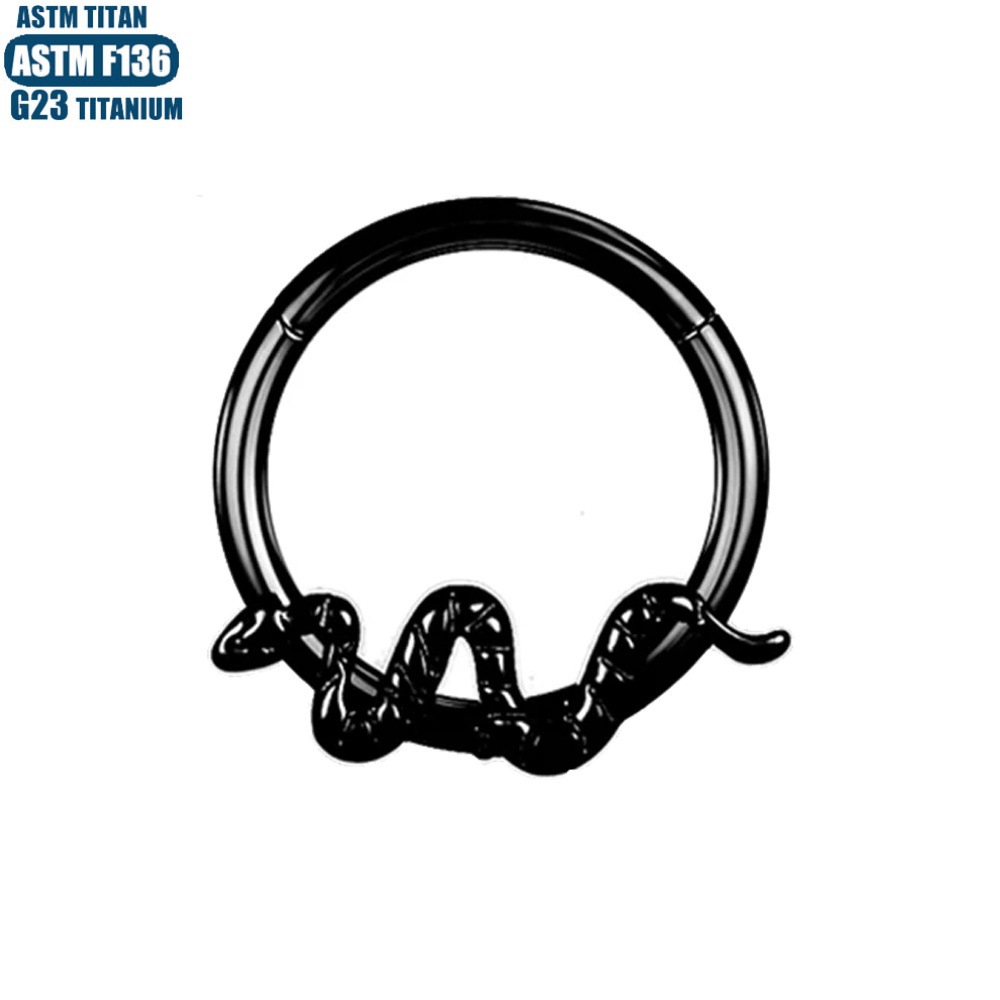 F136 Titanium Alloy Snake Nose Ring Hinge Septum Ring Seamless Open Ring Cartilage Piercing Ear Bone Ring - Image 3