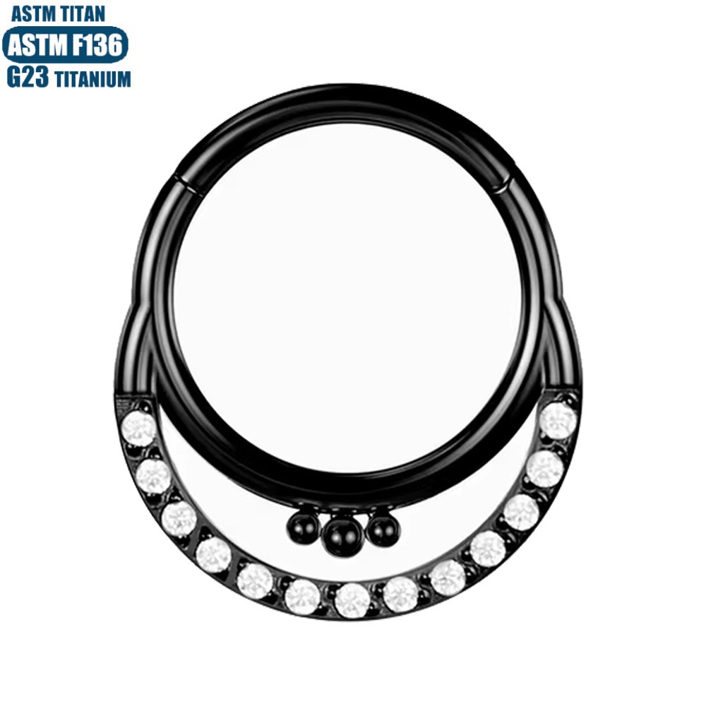 G23 Titanium Moon Zircon Bead Seamless Open Nose Ring Septum Ring Cartilage Earring - Image 4