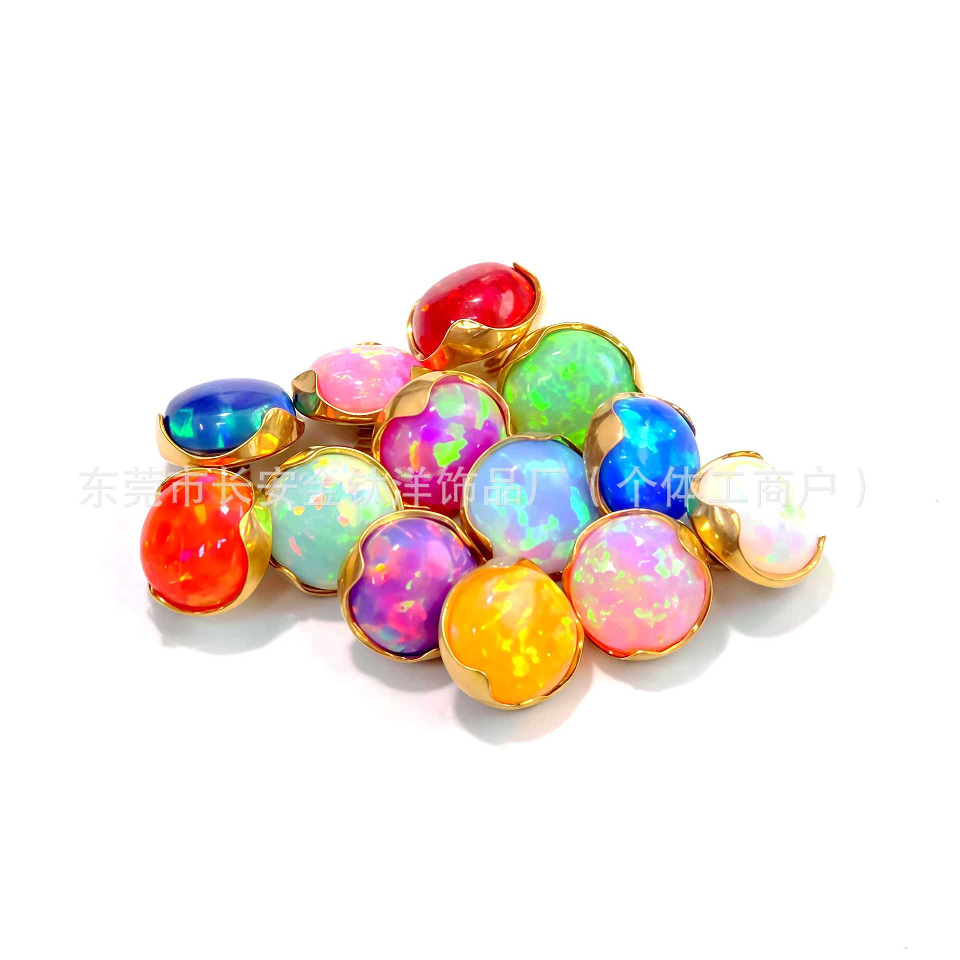 F136 Titanium 18K Gold-Plated Wavy Edge Opal Navel Nail Lip Nail Tongue Nail Ear Nail G23 Titanium Alloy Piercing Jewelry - Image 5