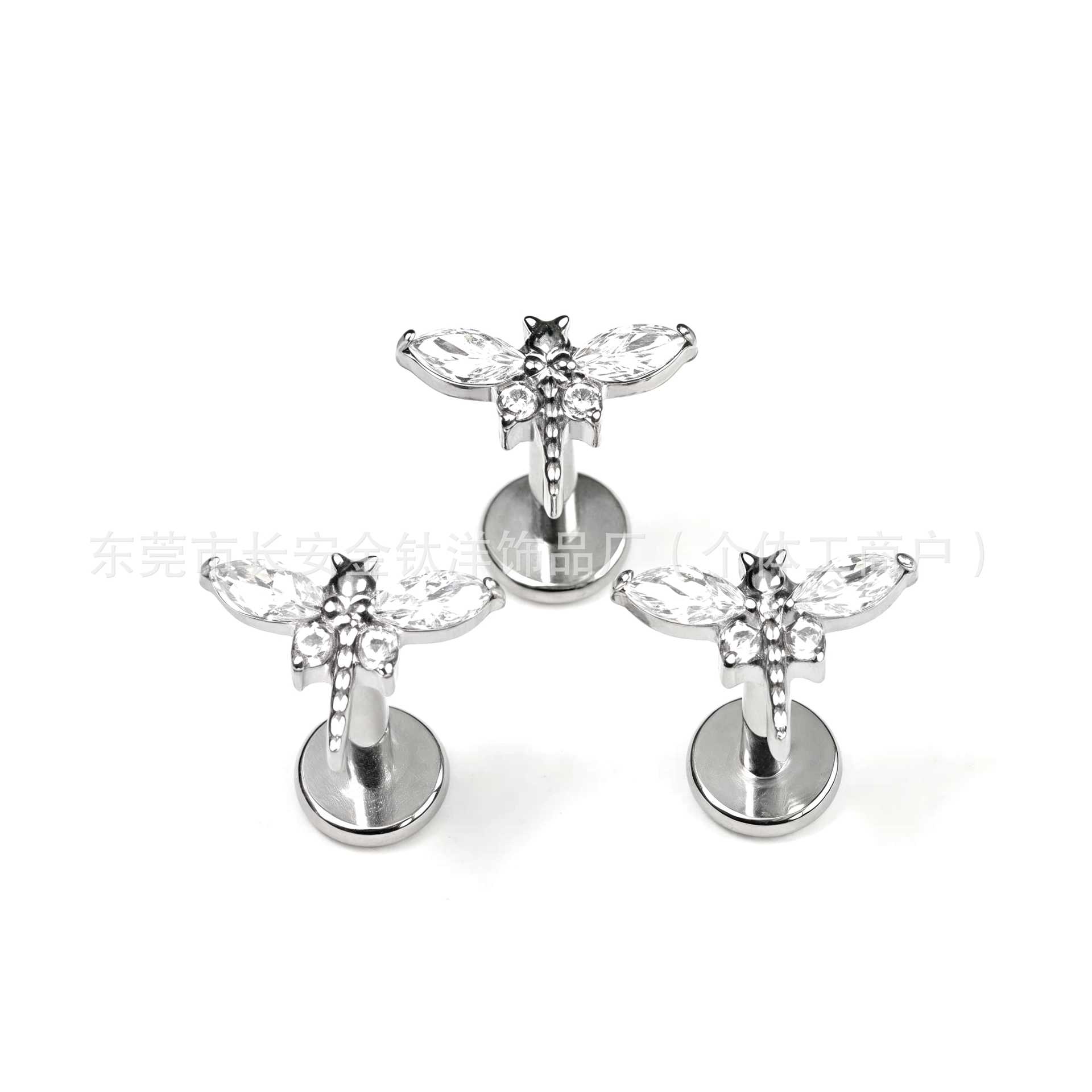 F136 Titanium Dragonfly Nose Nail with 5A Zircon - Ear Bone Piercing Jewelry 1.2x14mm - Image 5