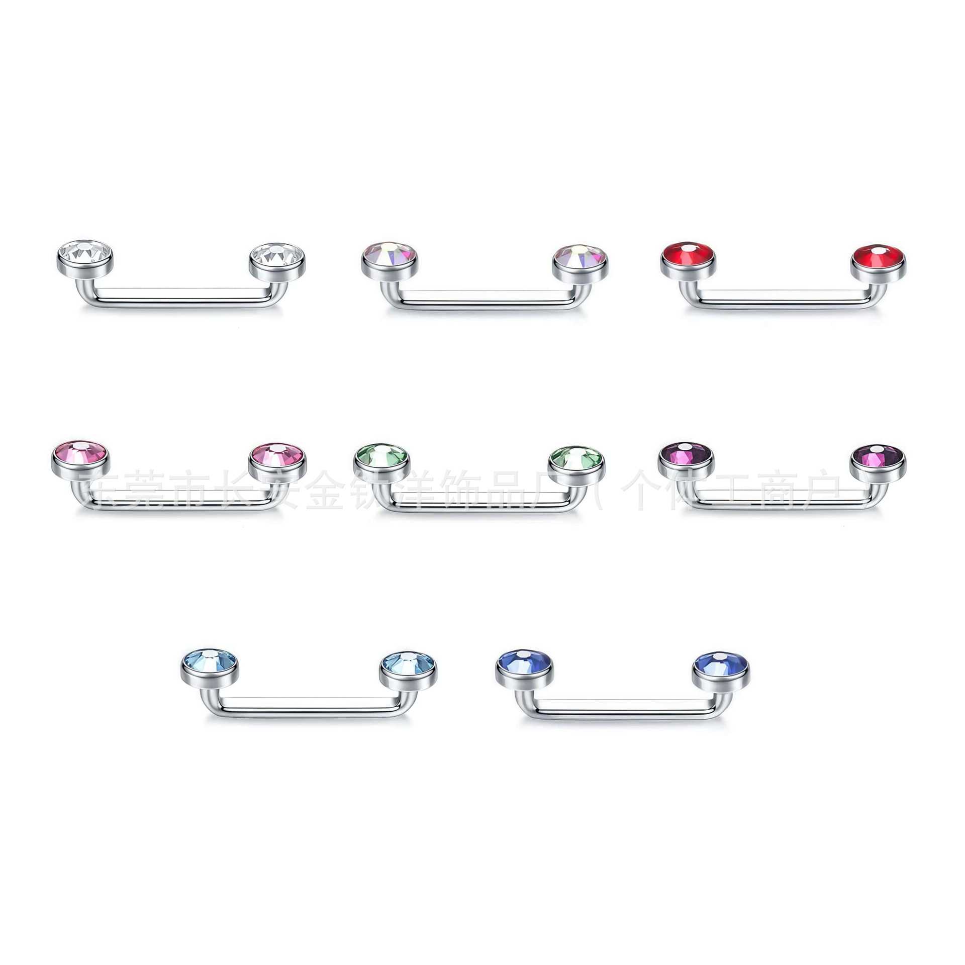 F136 Titanium Double Czech Diamond Inner Thread Right Angle Nail Implant Clavicle Nail Body Piercing Jewelry - Image 5